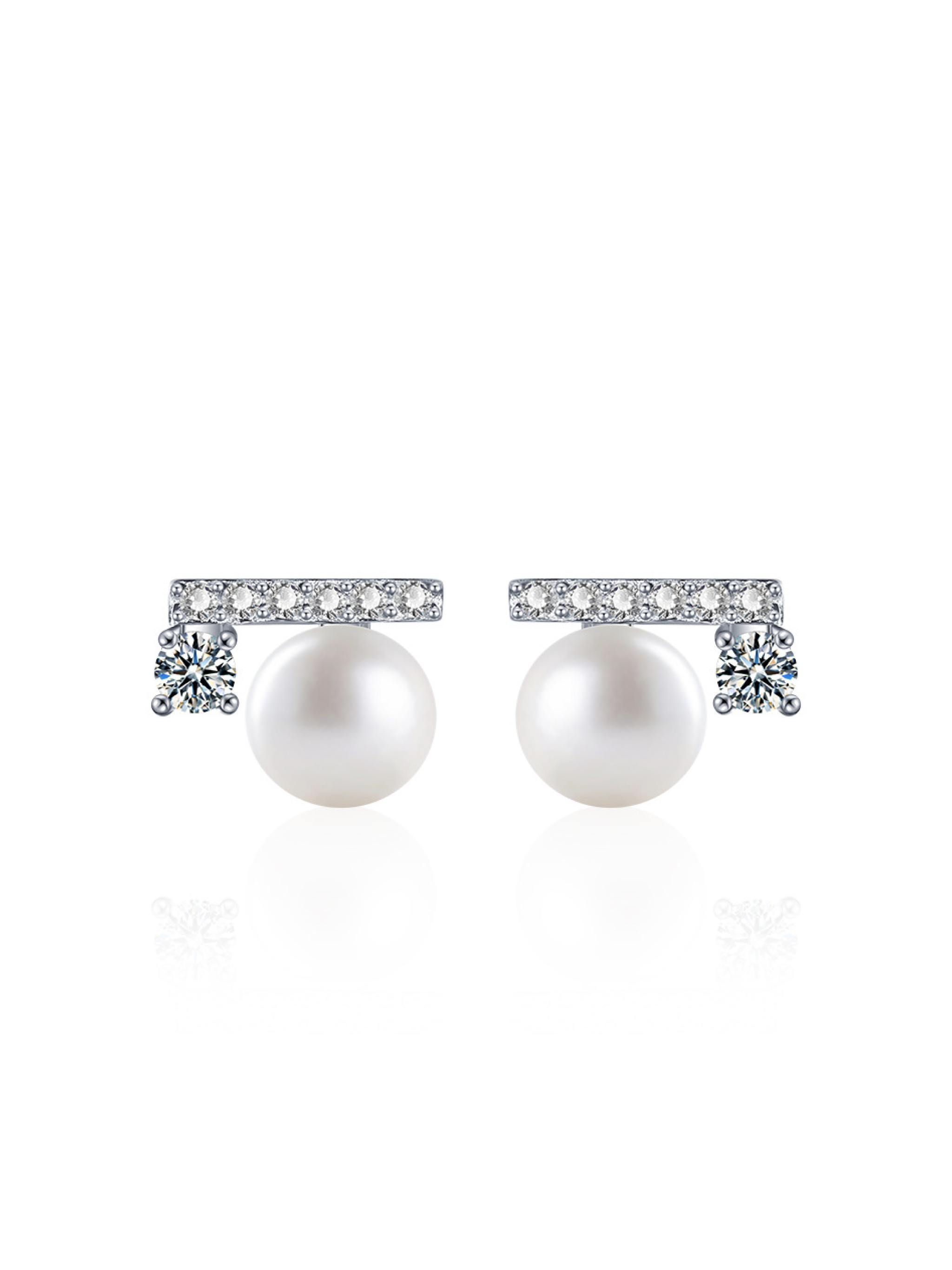 Urban Chic Freshwater Cultured Round Pearl Diamond Earrings