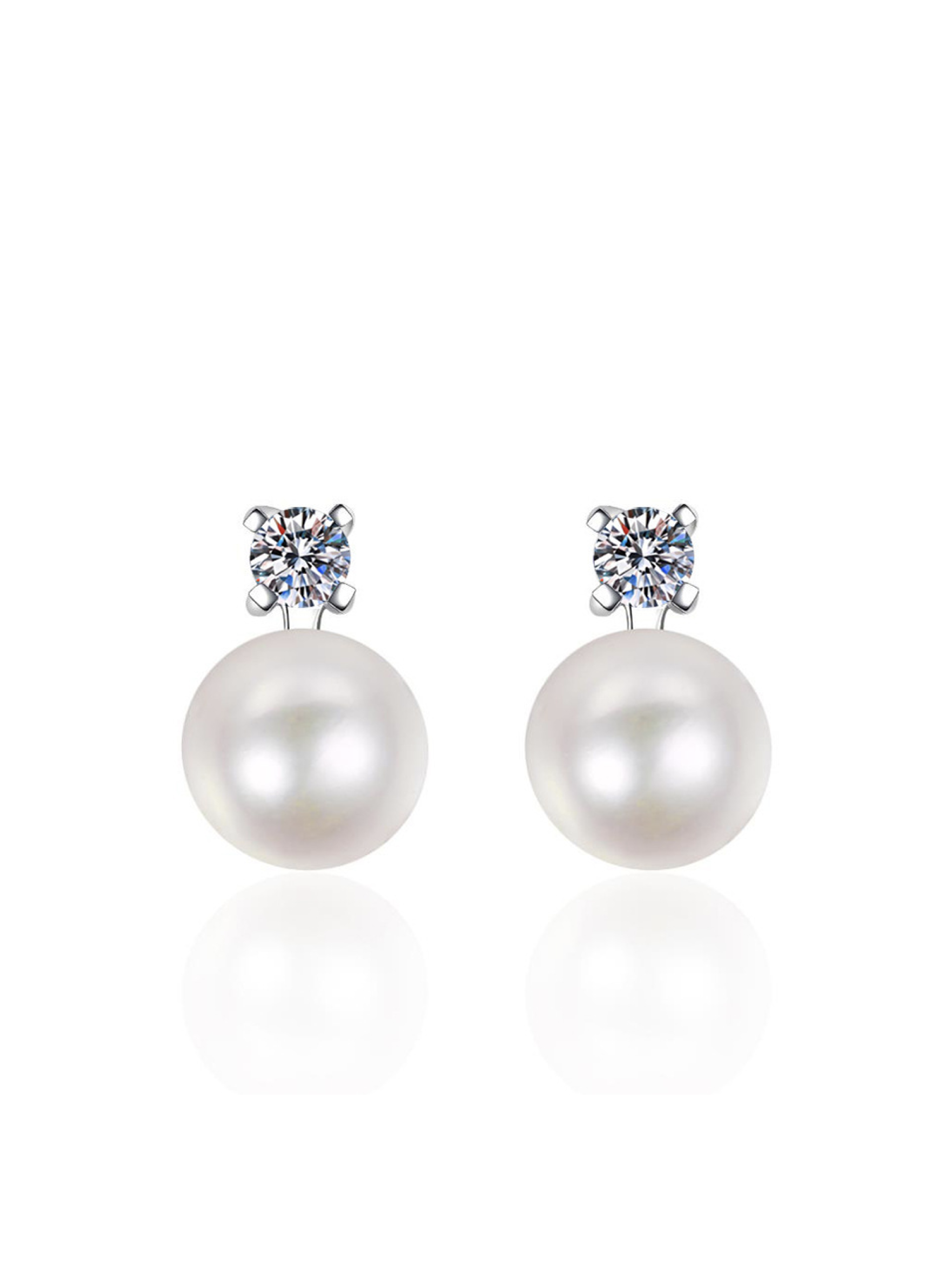 Refined Grace Freshwater Cultured Round Pearl Diamond Earrings